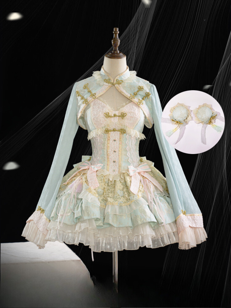 China Buckle Sweet Torory Torory Jumper Skirt + Bolero + Headdress