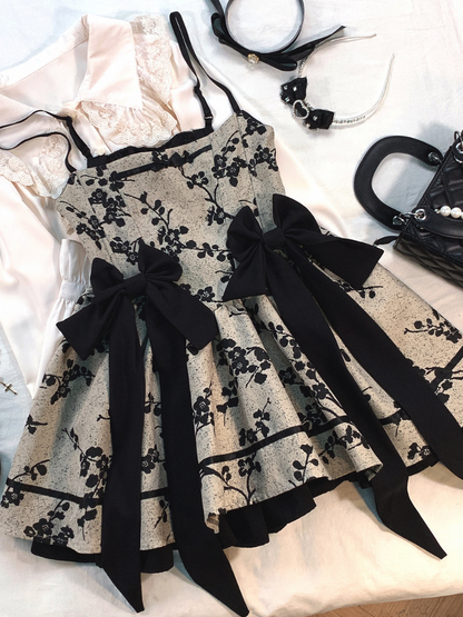 Dark Night Banquet Jacquard Retro Strapless Fishbone Ribbon Dress