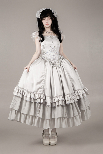 ゴシックロリータスカート+コルセット+ベール+ネックレス+ウエストチェーン