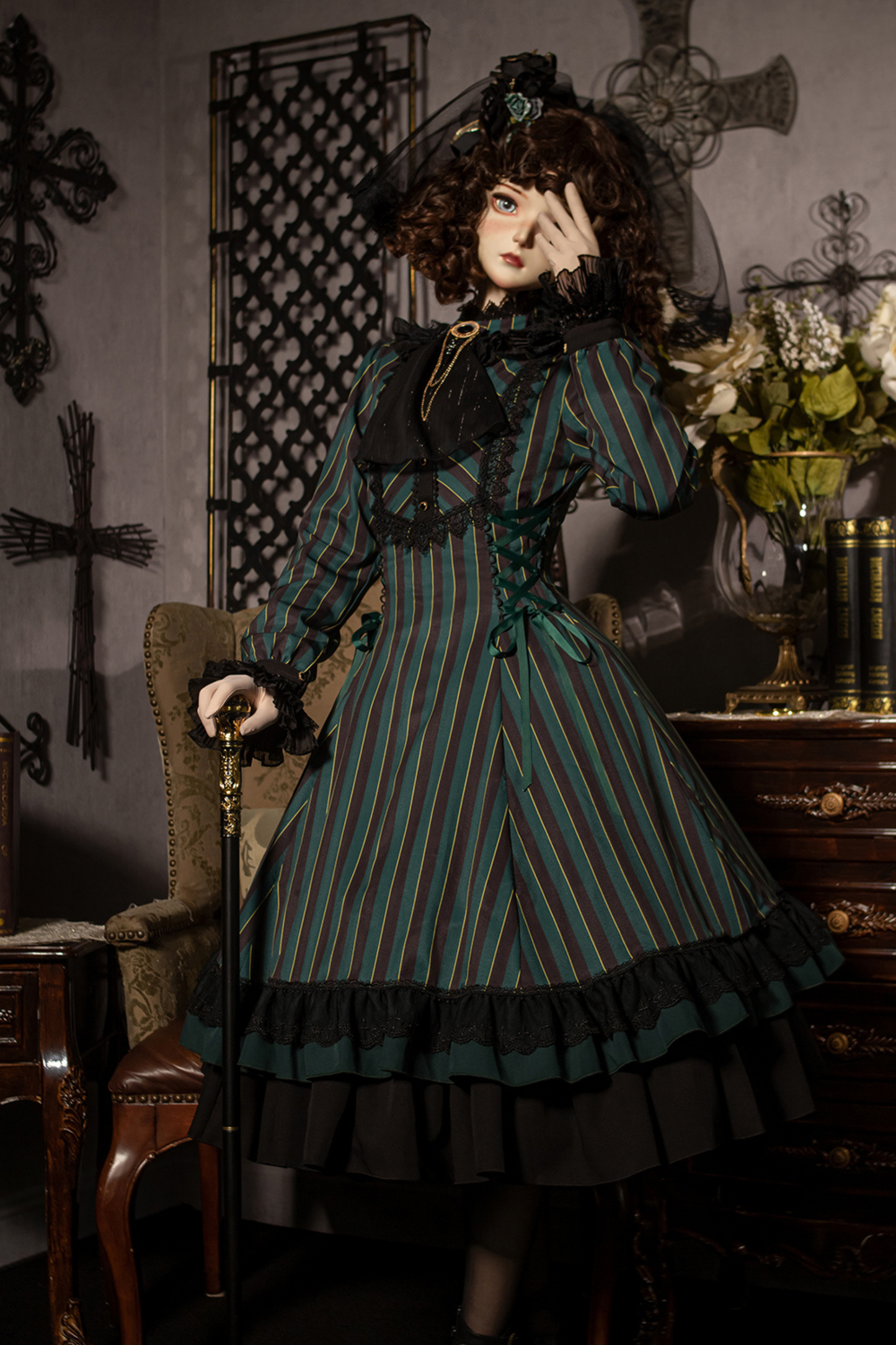 Retro Striped Elegant Gothic Lolita Dress