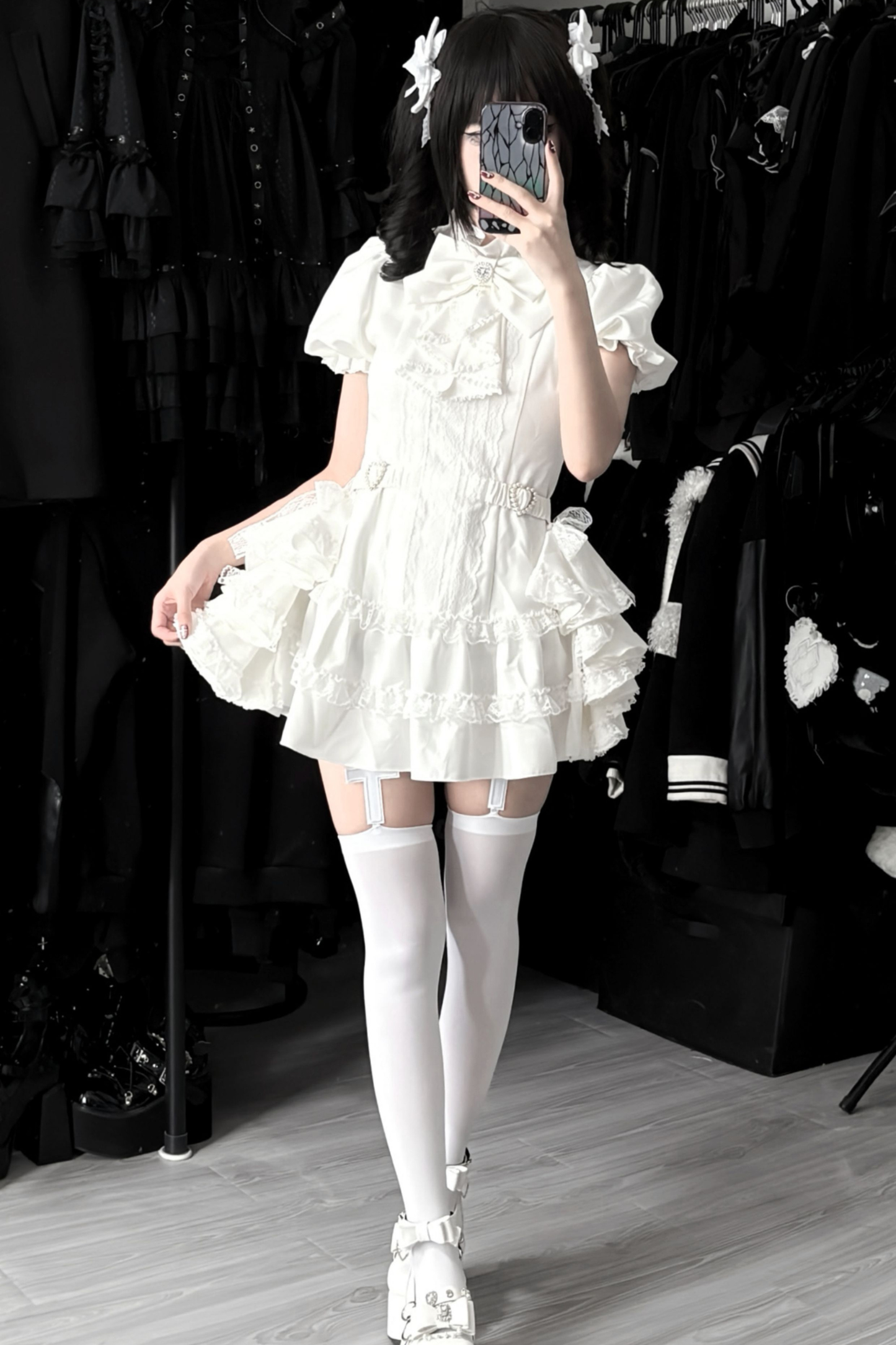 パフスリーブエレガントゴシックスタイルトップス+パンツ