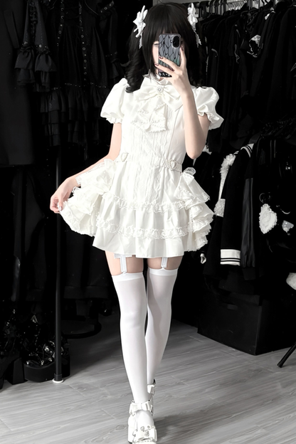 パフスリーブエレガントゴシックスタイルトップス+パンツ