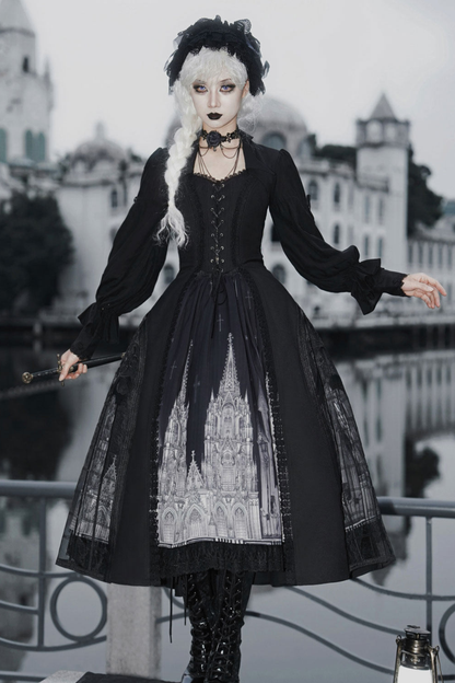 Gothic Lolita Jumper Skirt + Dark Top + Girdle
