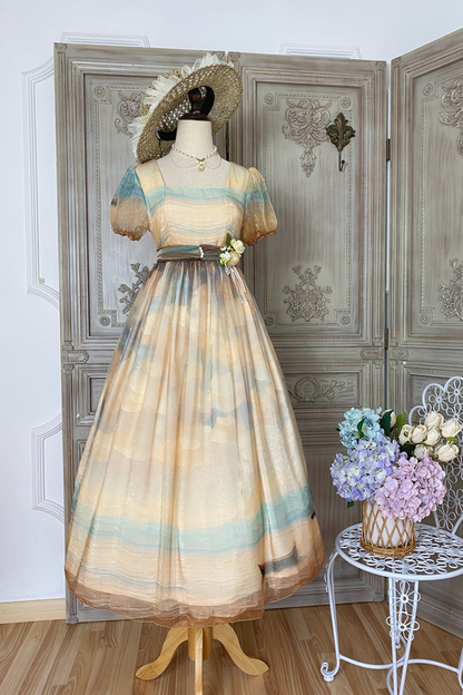 マーブルアートハイウエストマークロリータドレス