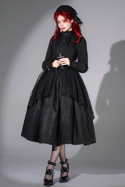 【4月19日预售截止】哥特蕾丝连衣裙+胸衣+裙子+上衣+发带+帽子+胸针