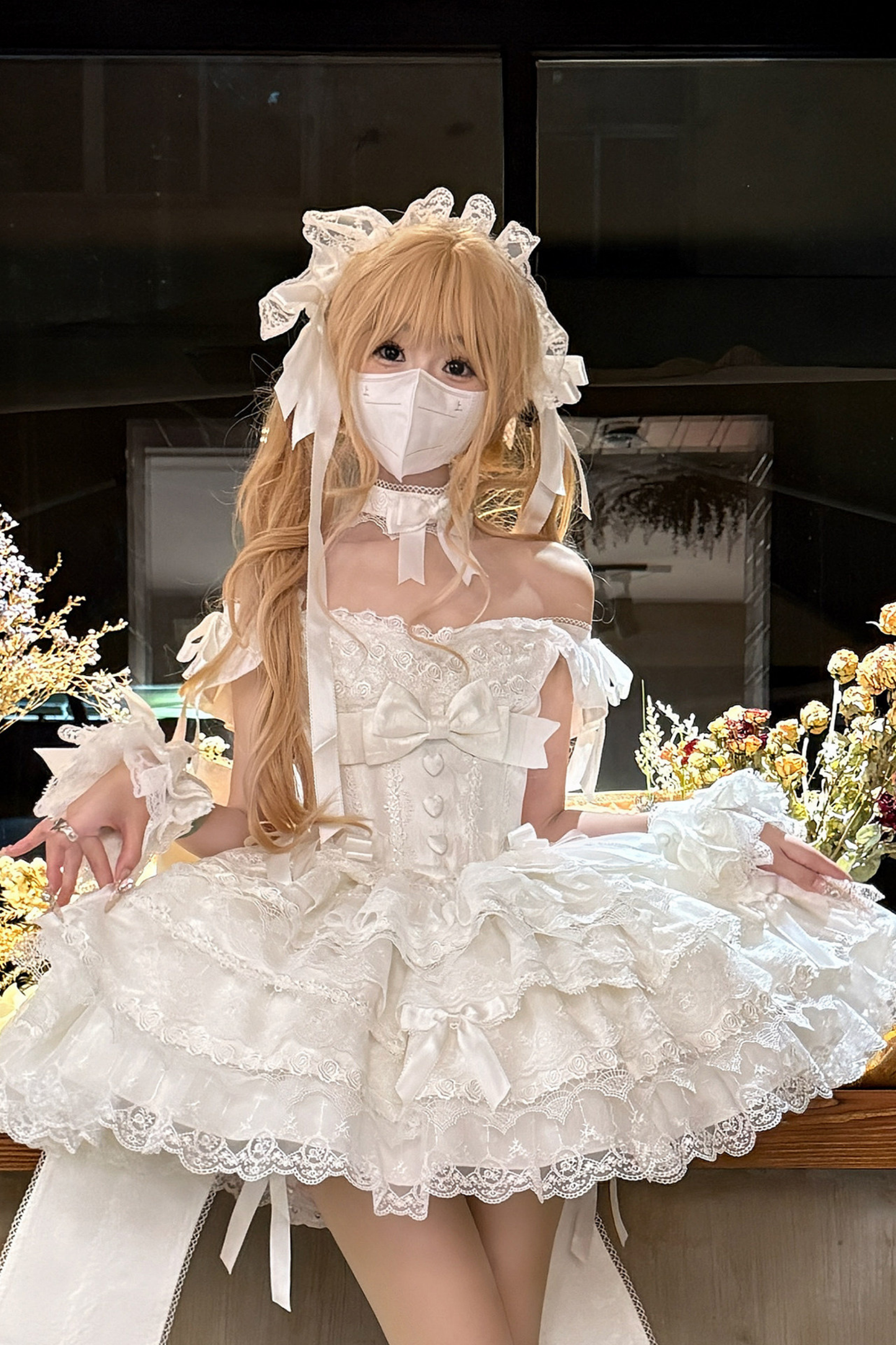 【予約商品】プリンセスバレエケーキロリータドレス+ヘアバンド+ネックレス+スリーブ+テール