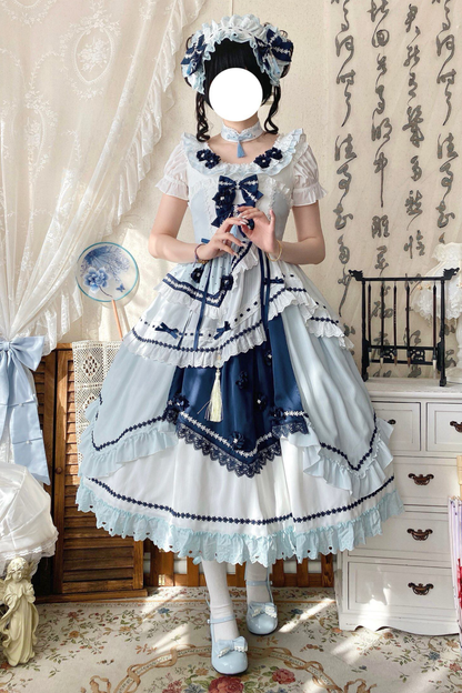 [3월 18일 예약마감] 차이나 드림 원피스 + 점퍼 스커트 + 소매 + 레그 워머 + 머리띠 + 칼라 + 클립 + 리본 + 공주 소매