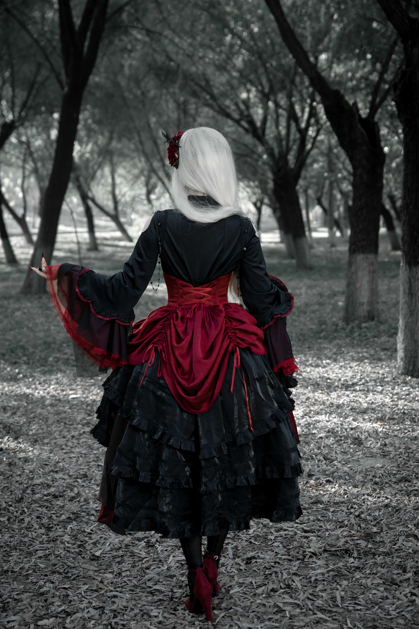 ダークフラワーゴシックロリータセットアップ