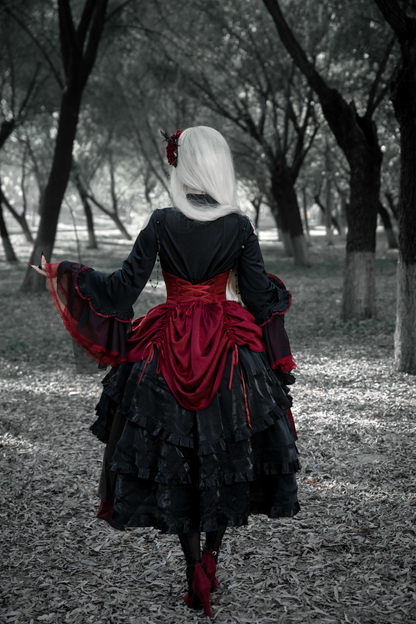 ダークフラワーゴシックロリータセットアップ