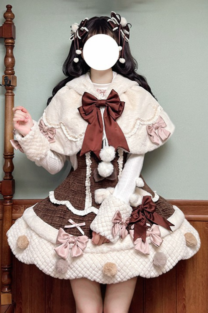 [Deadline for reservations: December 8] Frosted Sugar Rabbit Fur Ribbon Strap Dress