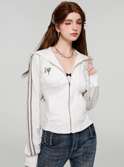 Short Slim Sports Sweat Zip Hoodie