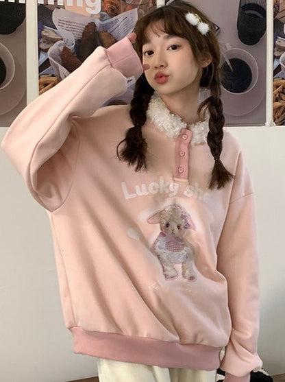 Boa Farbe über Tierdruck lockeres Sweatshirt