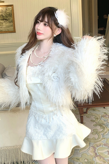 White pearl elegant short jacket