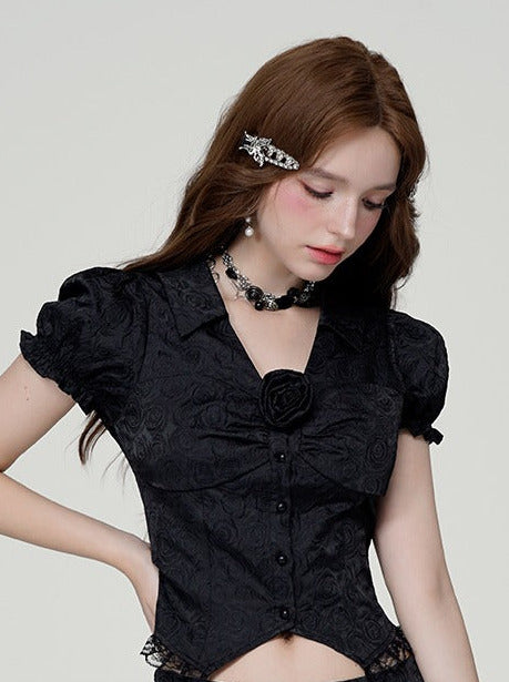 ブラックジャカードミステリアスローズセットアップ