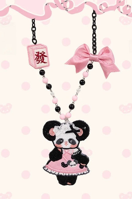 [Reservierungsschluss am 1025] Pink/Grüne Chinoiserie-Lolita-Sweet-Panda-Serie Accessoires (Teetassen-inspirierter Minihut, Pandaohren-Haube, Pandaohren-KC, Pandaohren-Barett, Haarclip, Halskette, Handtasche, Quastenbrosche, Socken)