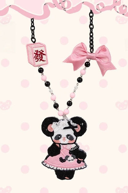 [Reservierungsschluss am 1025] Pink/Grüne Chinoiserie-Lolita-Sweet-Panda-Serie Accessoires (Teetassen-inspirierter Minihut, Pandaohren-Haube, Pandaohren-KC, Pandaohren-Barett, Haarclip, Halskette, Handtasche, Quastenbrosche, Socken)