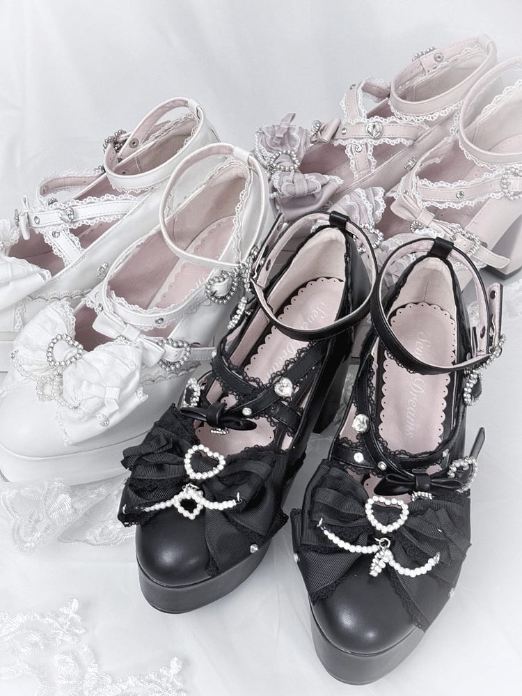 【12月12日予約締切】ジェムストーンパールリボンロリータハイヒール