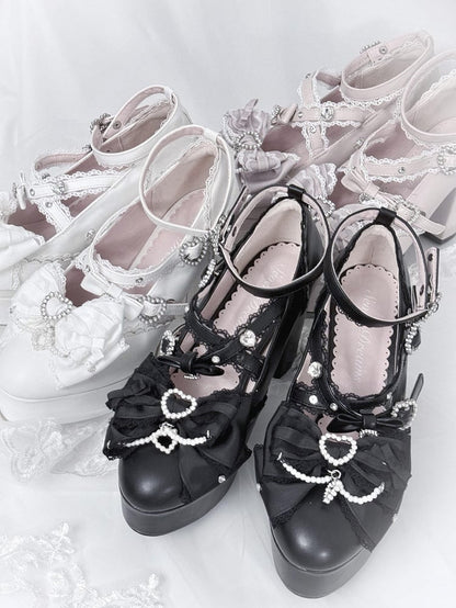 【12月12日予約締切】ジェムストーンパールリボンロリータハイヒール