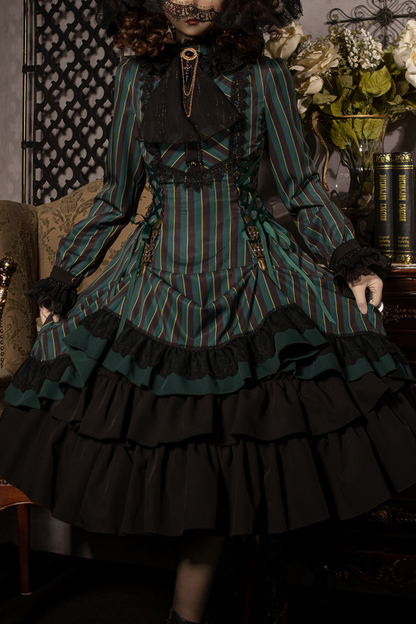 Retro Striped Elegant Gothic Lolita Dress