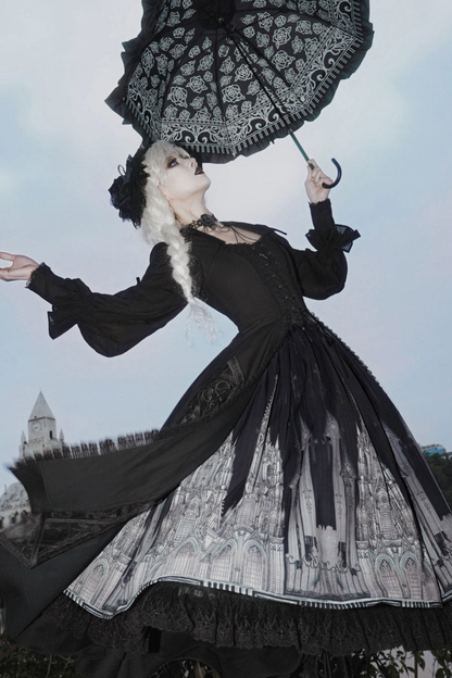 Gothic Lolita Jumper Skirt + Dark Top + Girdle