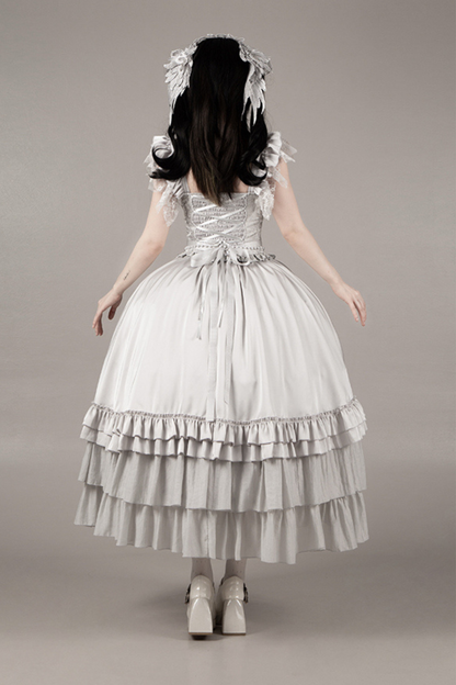 ゴシックロリータスカート+コルセット+ベール+ネックレス+ウエストチェーン