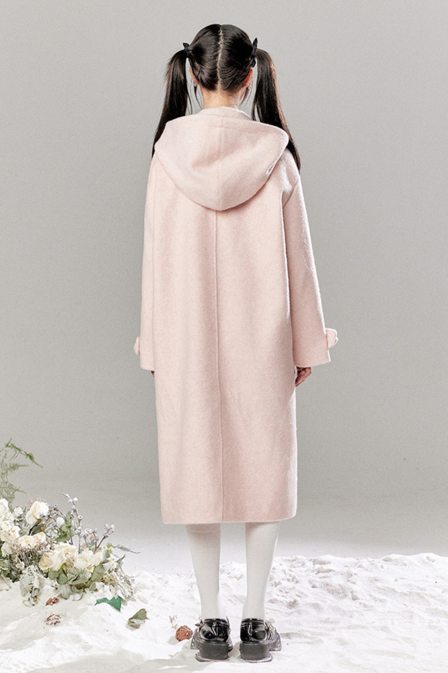 French Single Brest Food Long Wool Coat