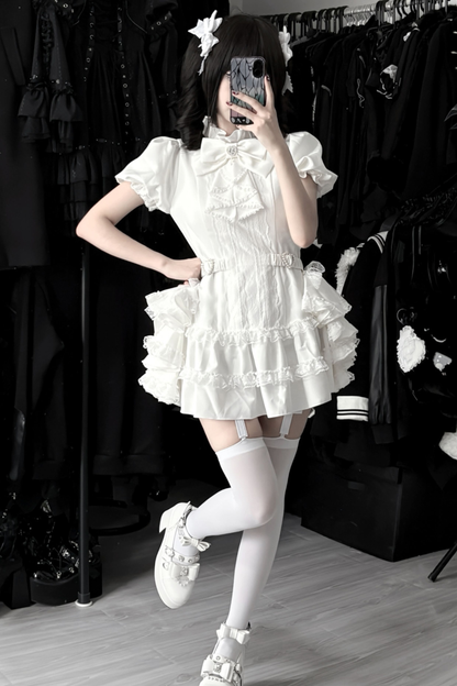 パフスリーブエレガントゴシックスタイルトップス+パンツ