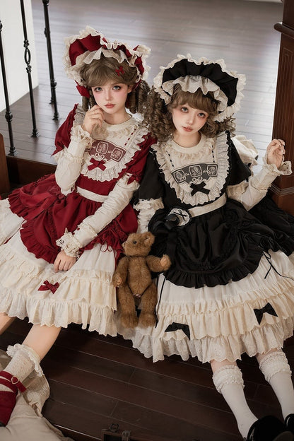 【4월 1일 예약마감】미러돌 앤티크 풀업 레이어드 원피스 + 풀 세트