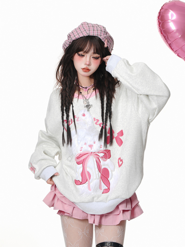 Rabbit Loose Pink Sweatshirt