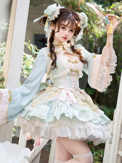 China Buckle Sweet Torory Torory Jumper Skirt + Bolero + Headdress