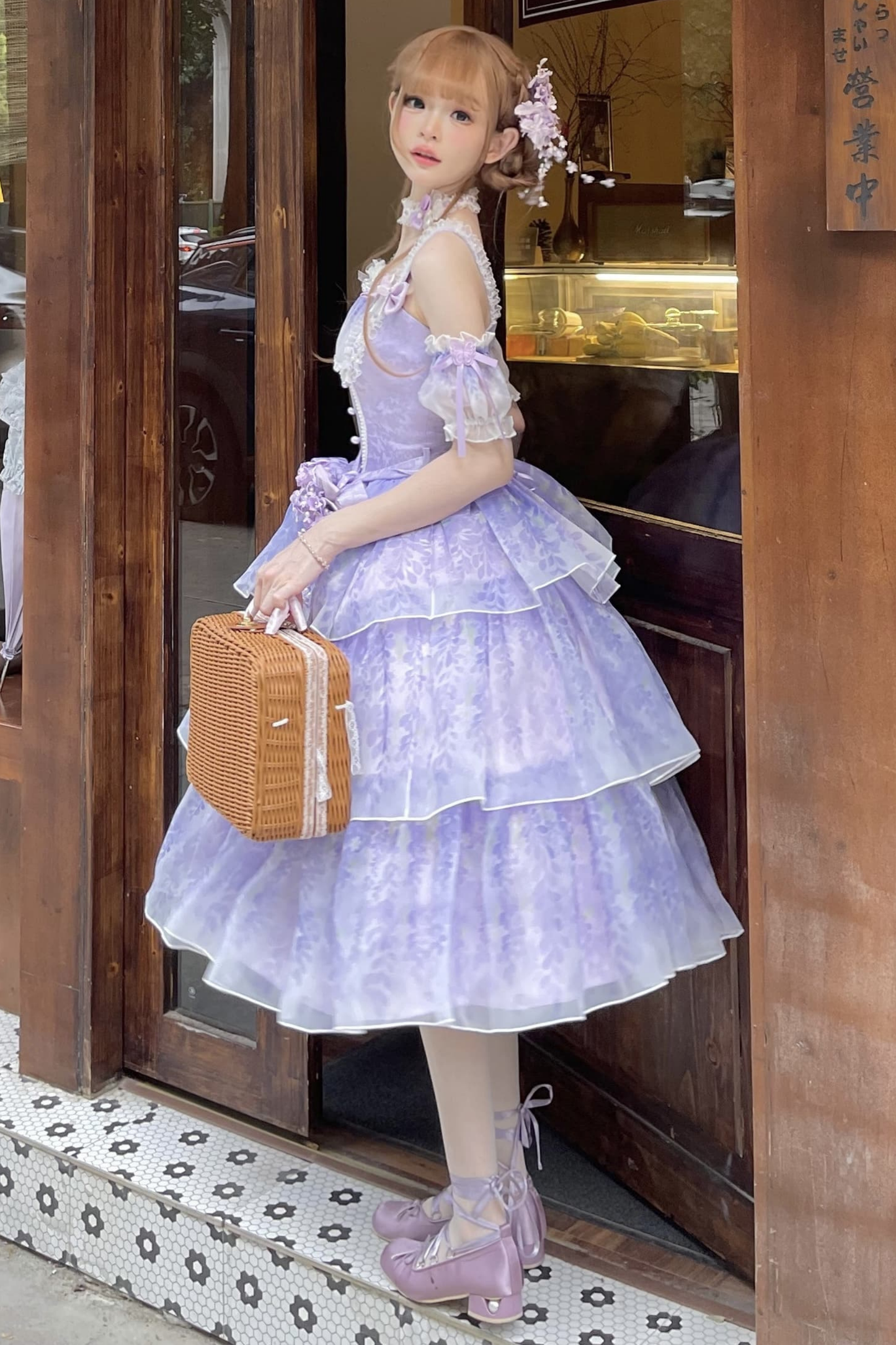 【予約商品】バレエスタイルエレガントドレス+ハット+ヘアバンド+リボンテール