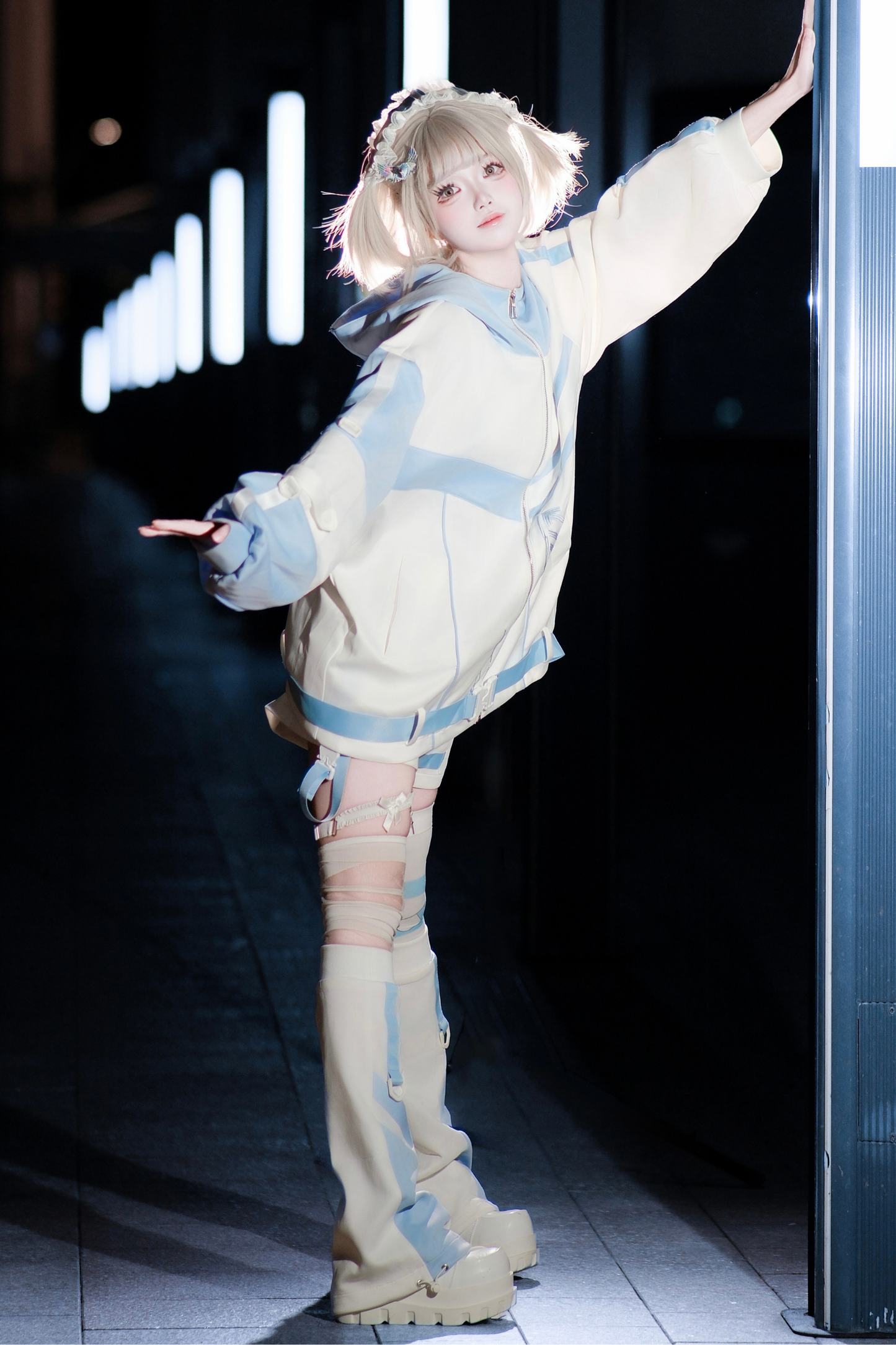 サイバーサブカルジャージジャケット+ショートパンツ+レッグカバー