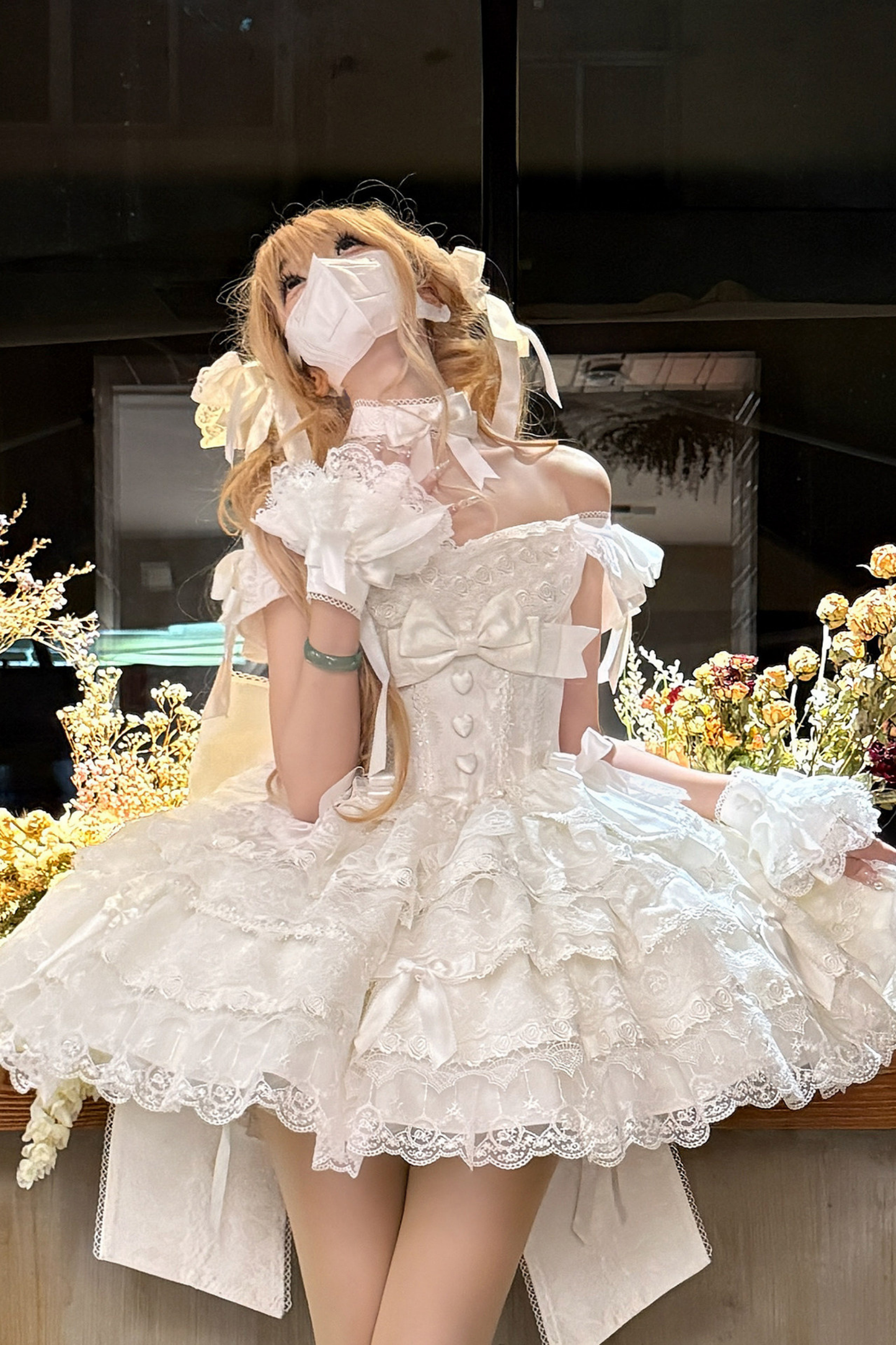 【予約商品】プリンセスバレエケーキロリータドレス+ヘアバンド+ネックレス+スリーブ+テール