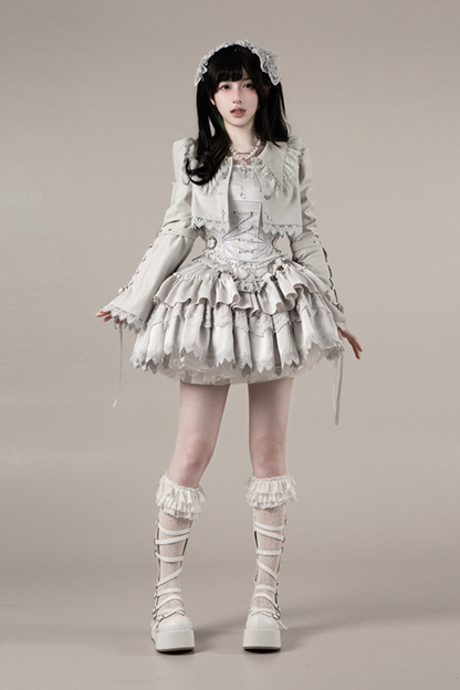 ゴシックロリータスカート+コルセット+ベール+ネックレス+ウエストチェーン