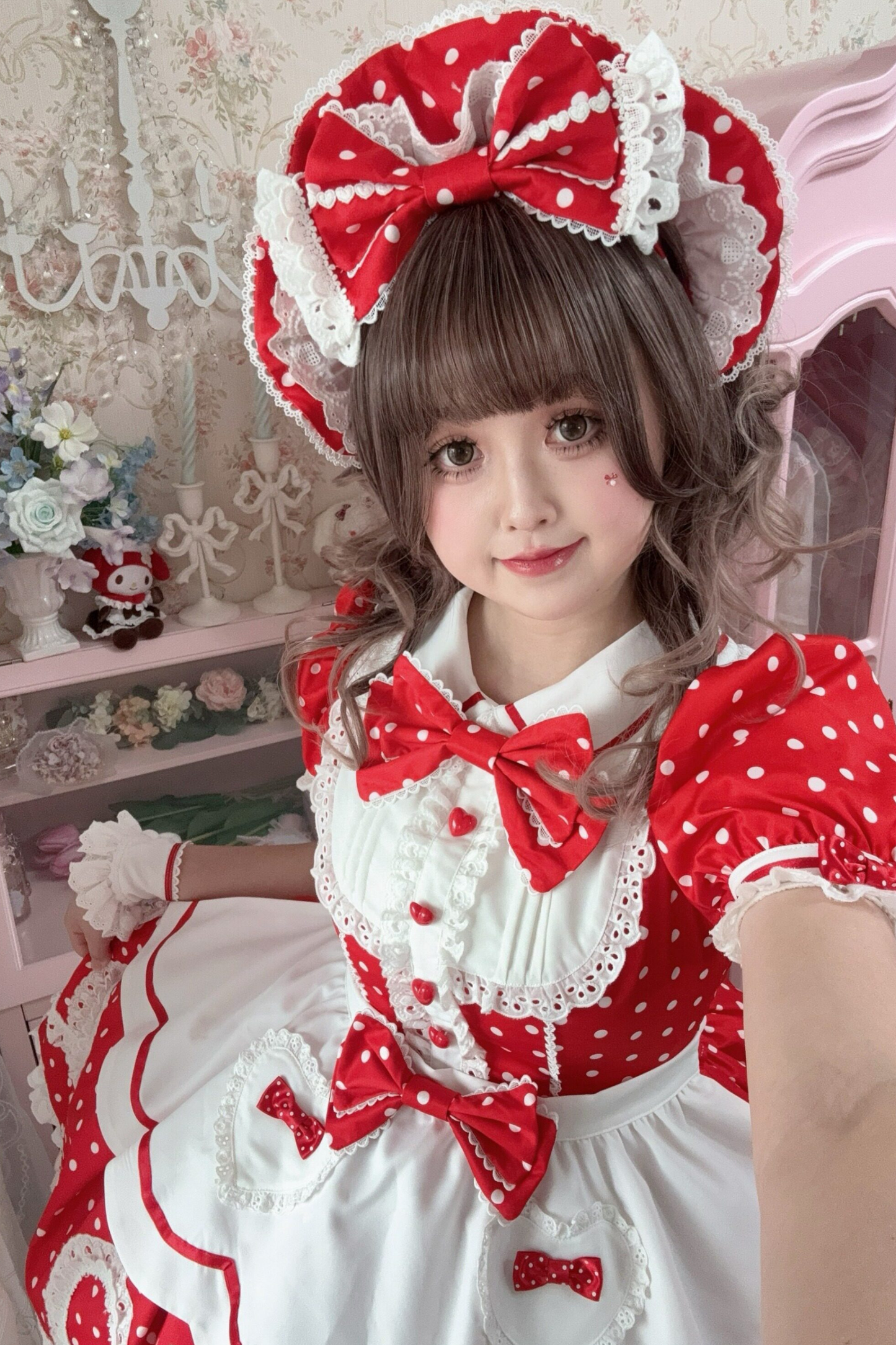 [Vorbestellung] Retro-Puppenartiges Lolita-Kleid + Haarband + Clip + Haube + Hut