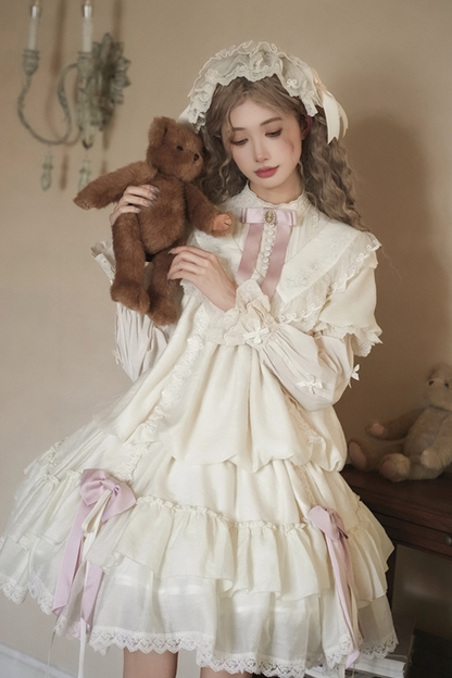【予約商品】ローズフリルロリータドレス+ドレス＋ベルト＋ブローチ＋リボン＋ヘッドバンド＋スリーブ