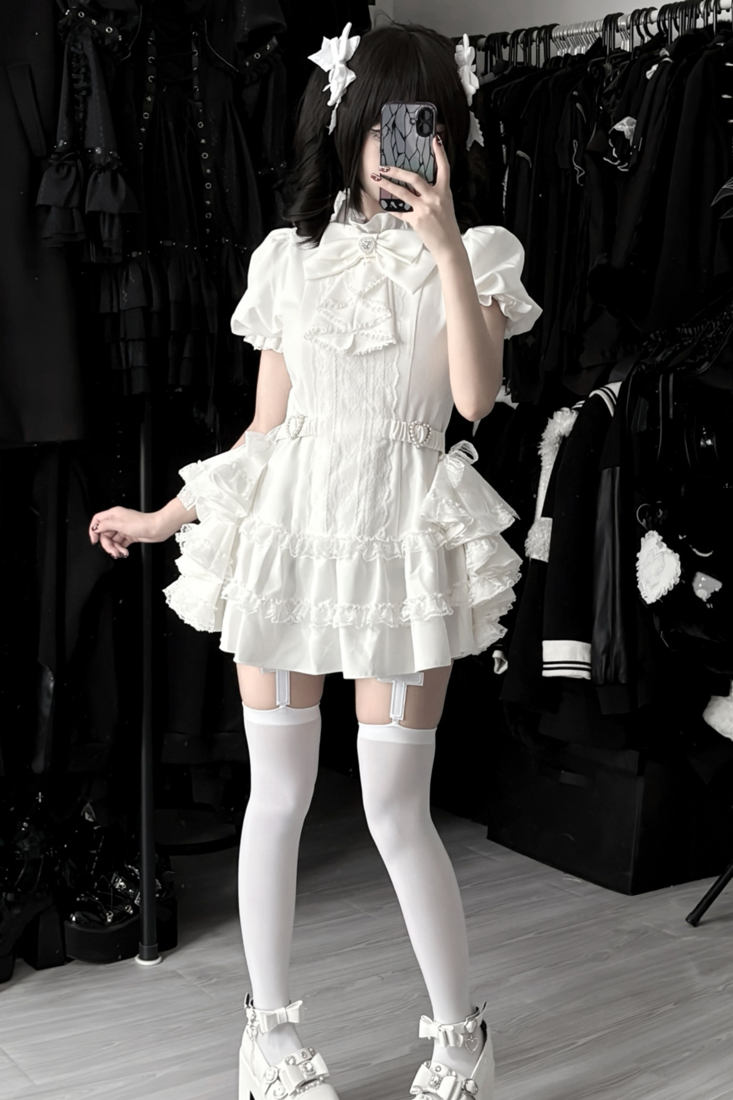 パフスリーブエレガントゴシックスタイルトップス+パンツ