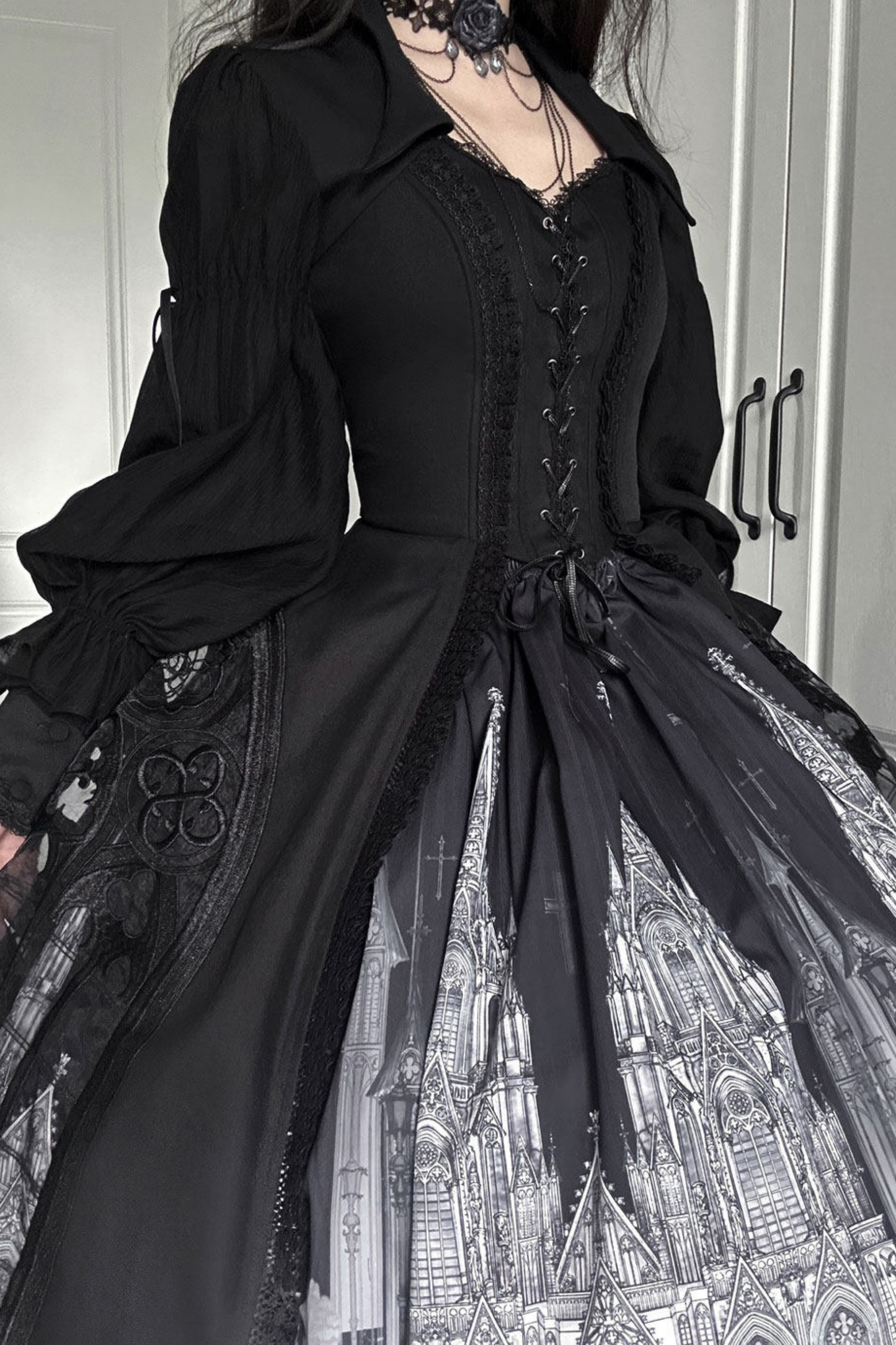 Gothic Lolita Jumper Skirt + Dark Top + Girdle
