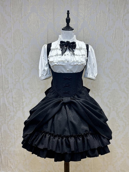 [Précommande jusqu'au 18 avril] Robe corset Lolita gothique à motif sombre et dentelle violette