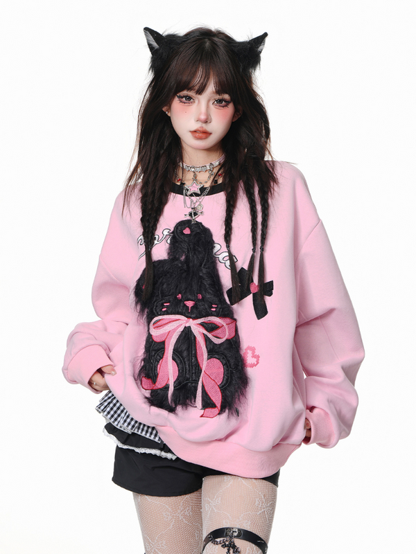 Rabbit Loose Pink Sweatshirt