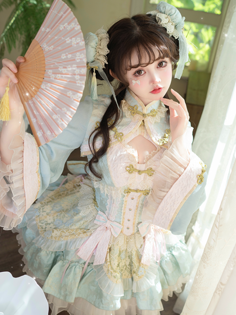 China Buckle Sweet Torory Torory Jumper Skirt + Bolero + Headdress