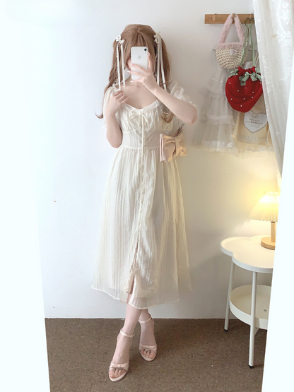 Singlet jacquard White Summer One-Piece Dress