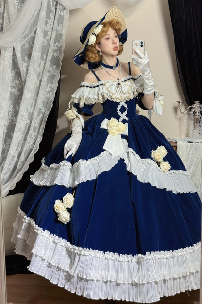 [Reservations] Rose Elegant Retro Classical Jewel Ribbon Dress