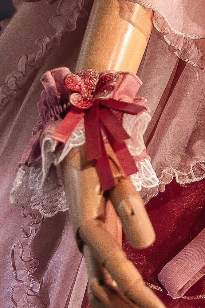 [Scadenza prenotazione 28 giugno] Accessori della serie sweet lolita floreale rosa x verde/rosso/viola/verde (choker, copricapo con velo floreale, fermagli per capelli, polsini da polso)