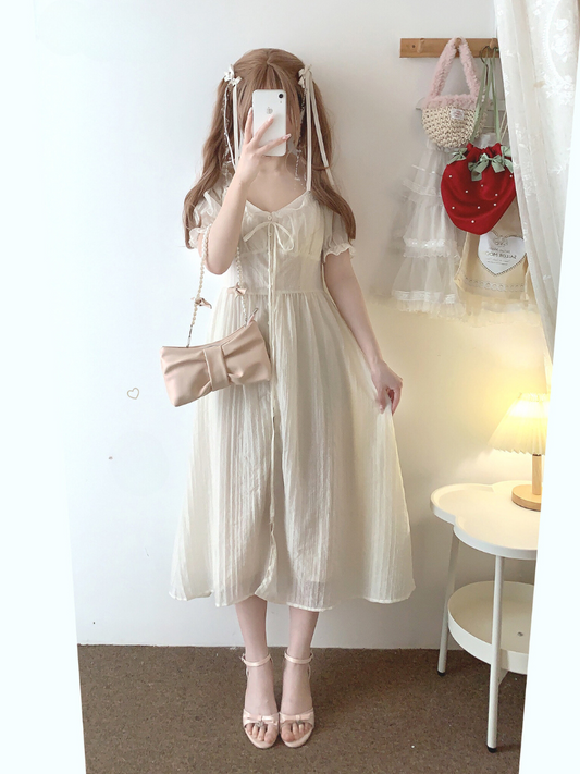 Singlet jacquard White Summer One-Piece Dress