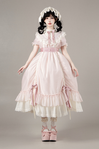 【予約商品】ローズフリルロリータドレス+ドレス＋ベルト＋ブローチ＋リボン＋ヘッドバンド＋スリーブ