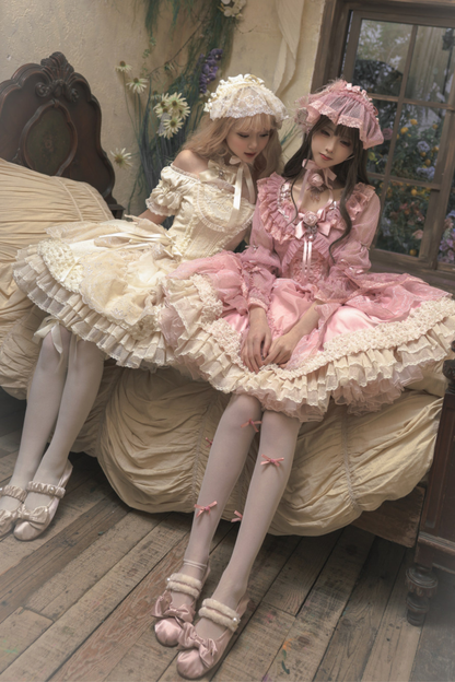 Moon River Lolita Puff Sleeve Top + Vest + Skirt
