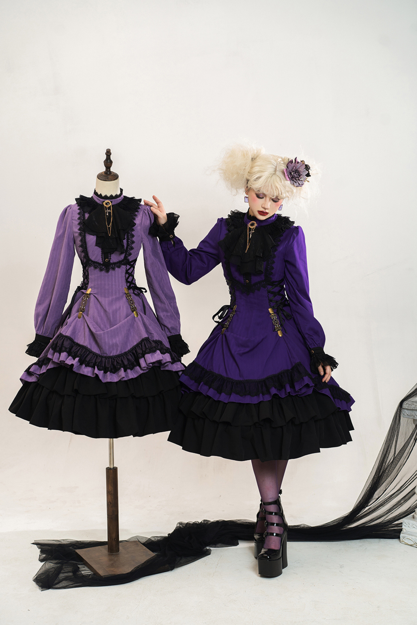 Retro Striped Elegant Gothic Lolita Dress