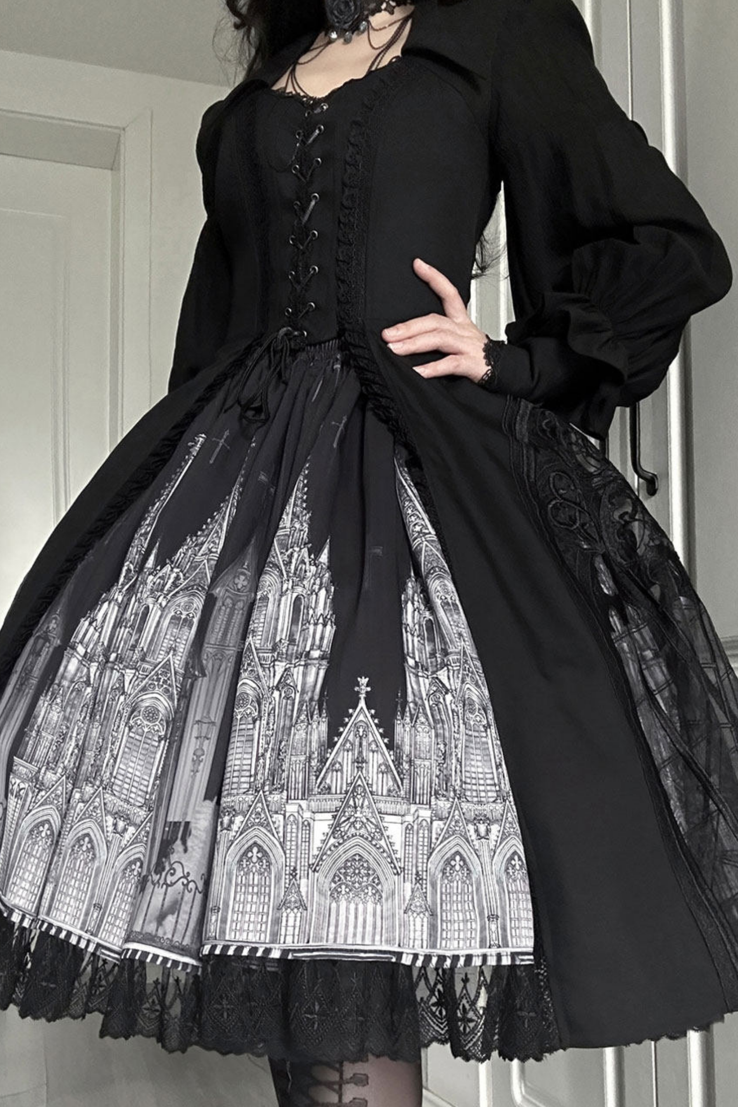 Gothic Lolita Jumper Skirt + Dark Top + Girdle