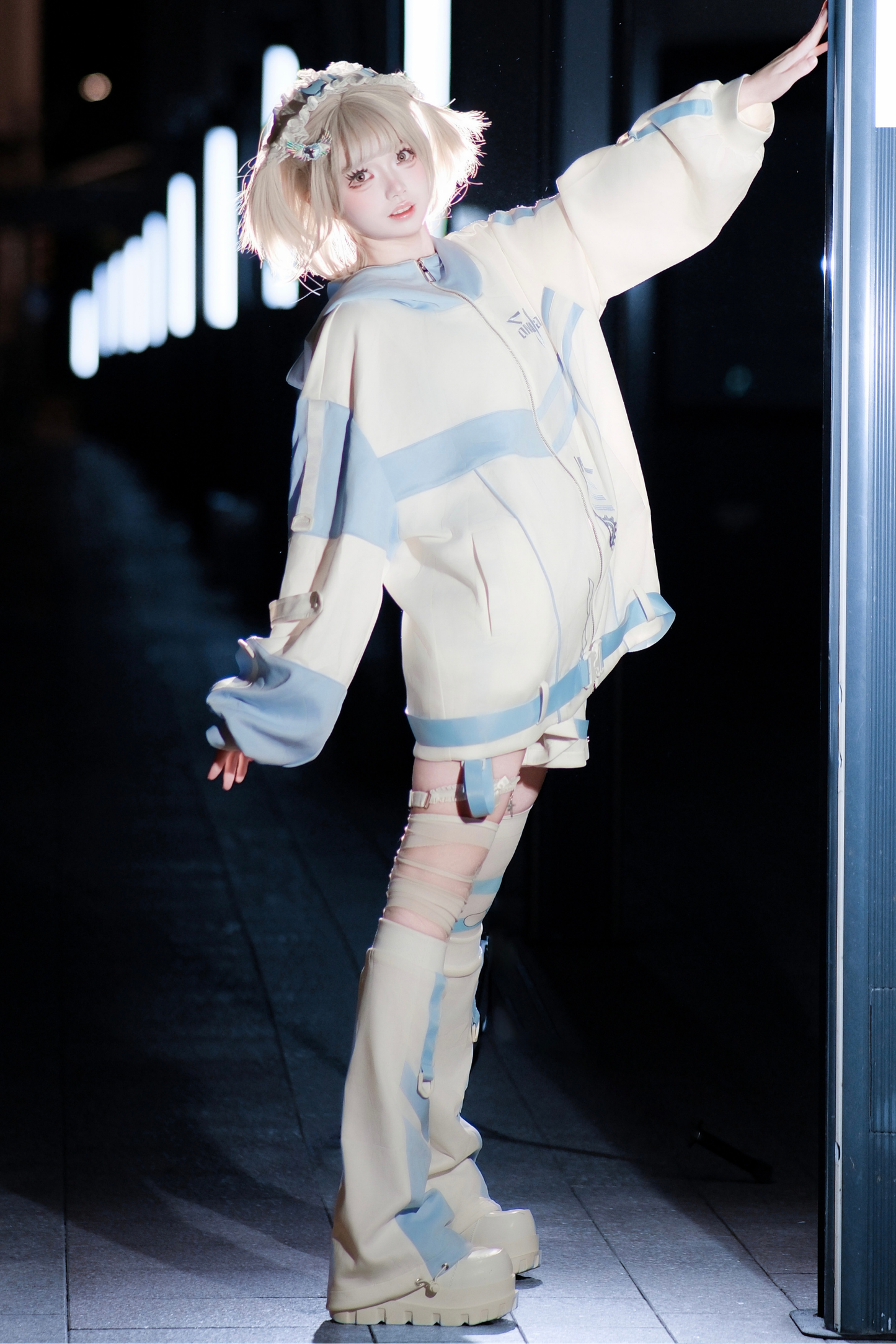 サイバーサブカルジャージジャケット+ショートパンツ+レッグカバー